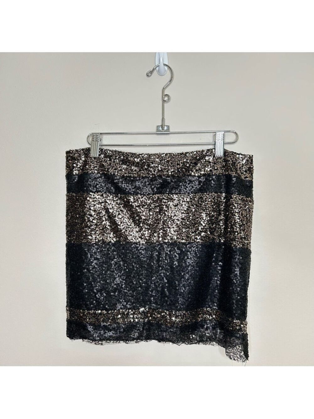 Lucca Couture Black Gold Stripe High Waist Mini Skirt Medium